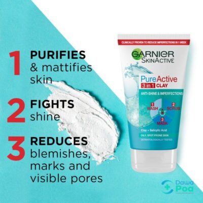 Garnier Pure Active 3-In-1 Wash, Scrub and Mask.1
