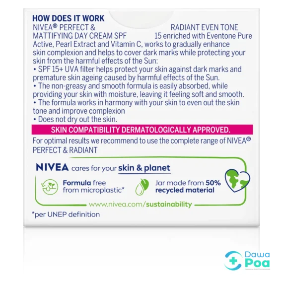 NIVEA Perfect & Radiant Eventone Mattifying Day Face Cream SPF 15 50ml.2