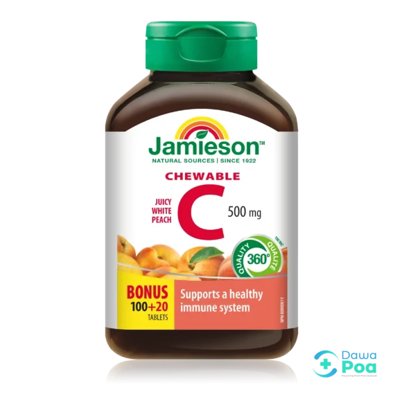 Jamieson Chewable C 500mg Tablets 120's - White Juicy peach